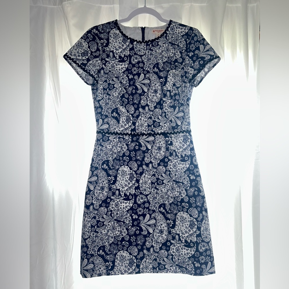 Brooks Brothers Navy and White Paisley Dress - Like New, Size 4